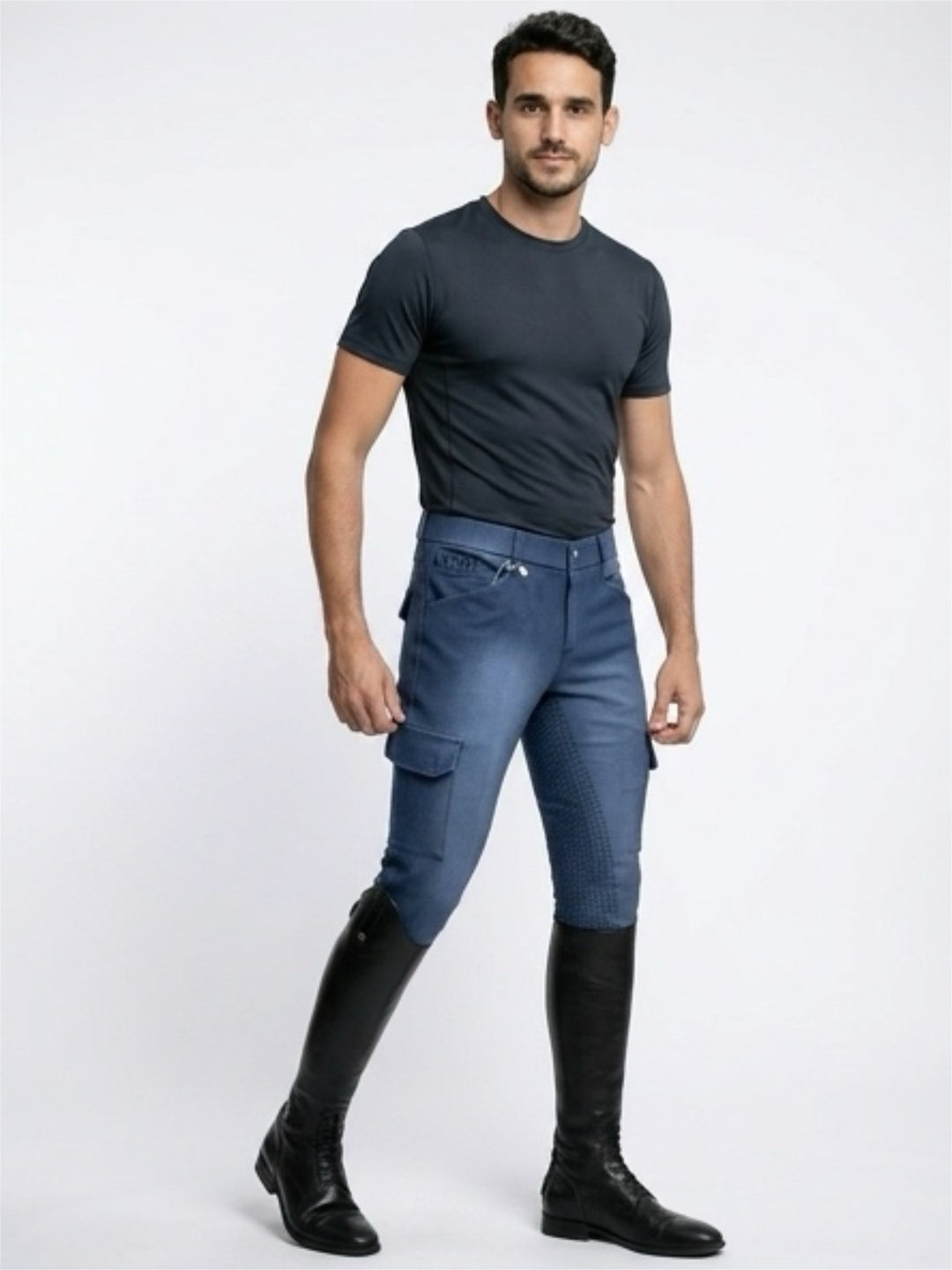Men breeches, denim cargo full seat
