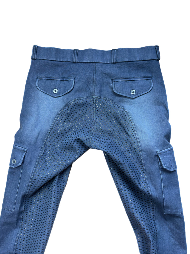 Men breeches, denim cargo full seat