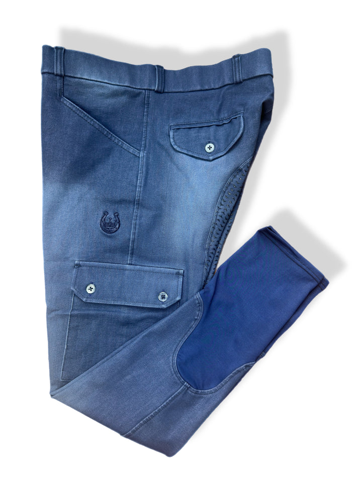 Men breeches, denim cargo full seat
