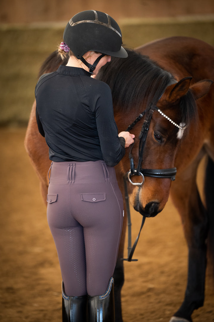 Serenata Mocha plum brown Riding Leggings - Leveza