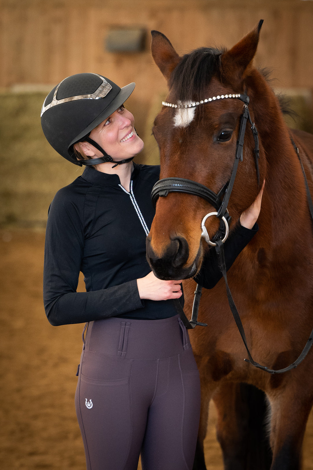 Serenata Mocha plum brown Riding Leggings - Leveza