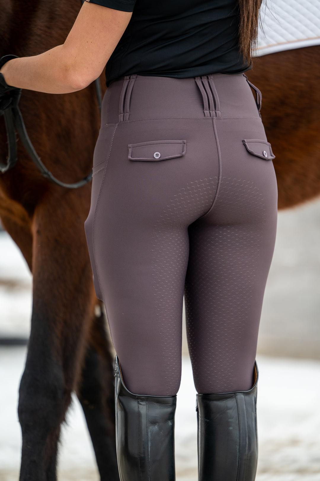 Serenata Mocha plum brown Riding Leggings - Leveza