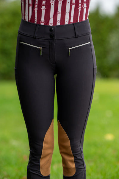 Delcy knee patch Black breeches - FINAL SALE
