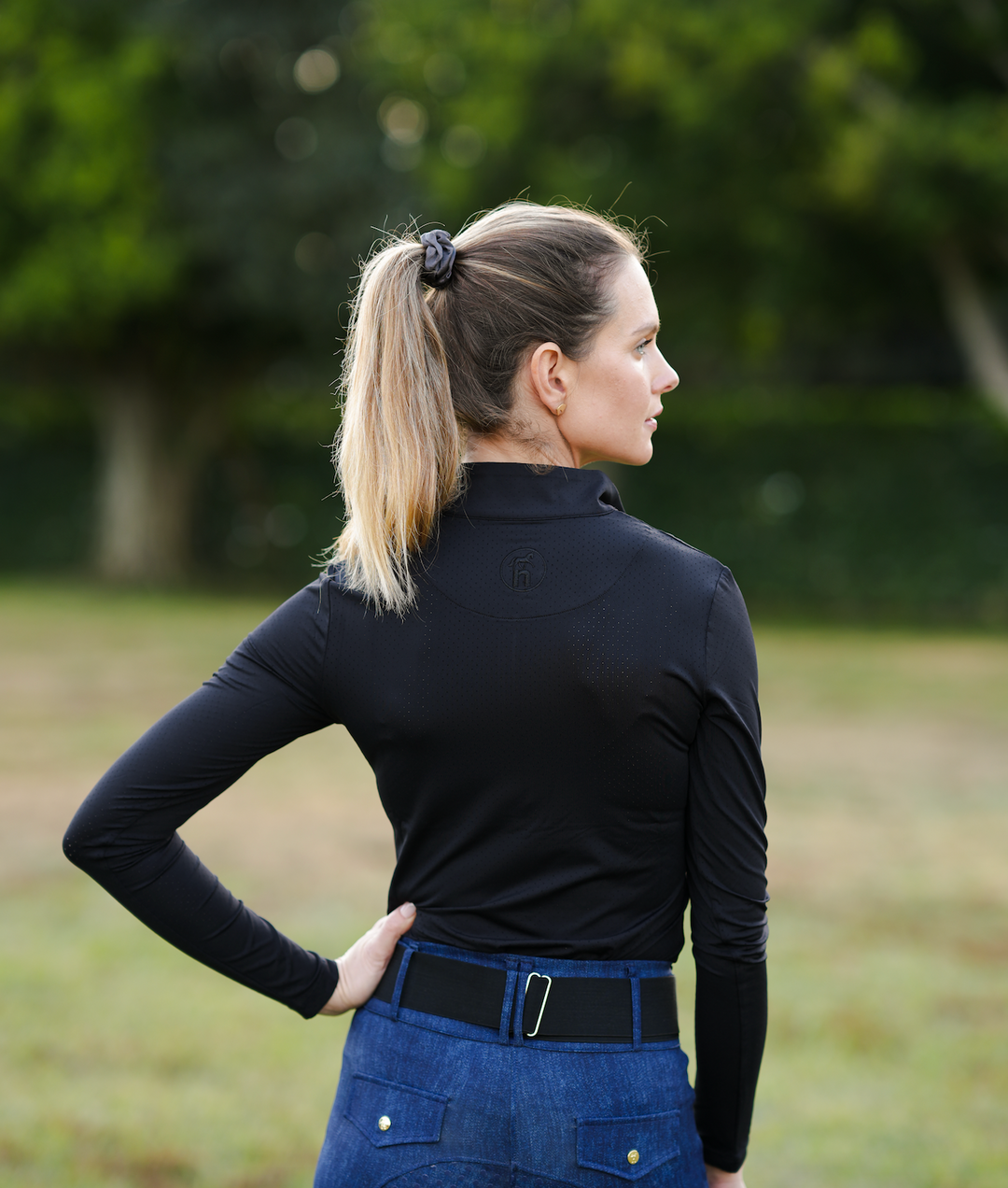 Black perforated long sleeves shirt - pre order