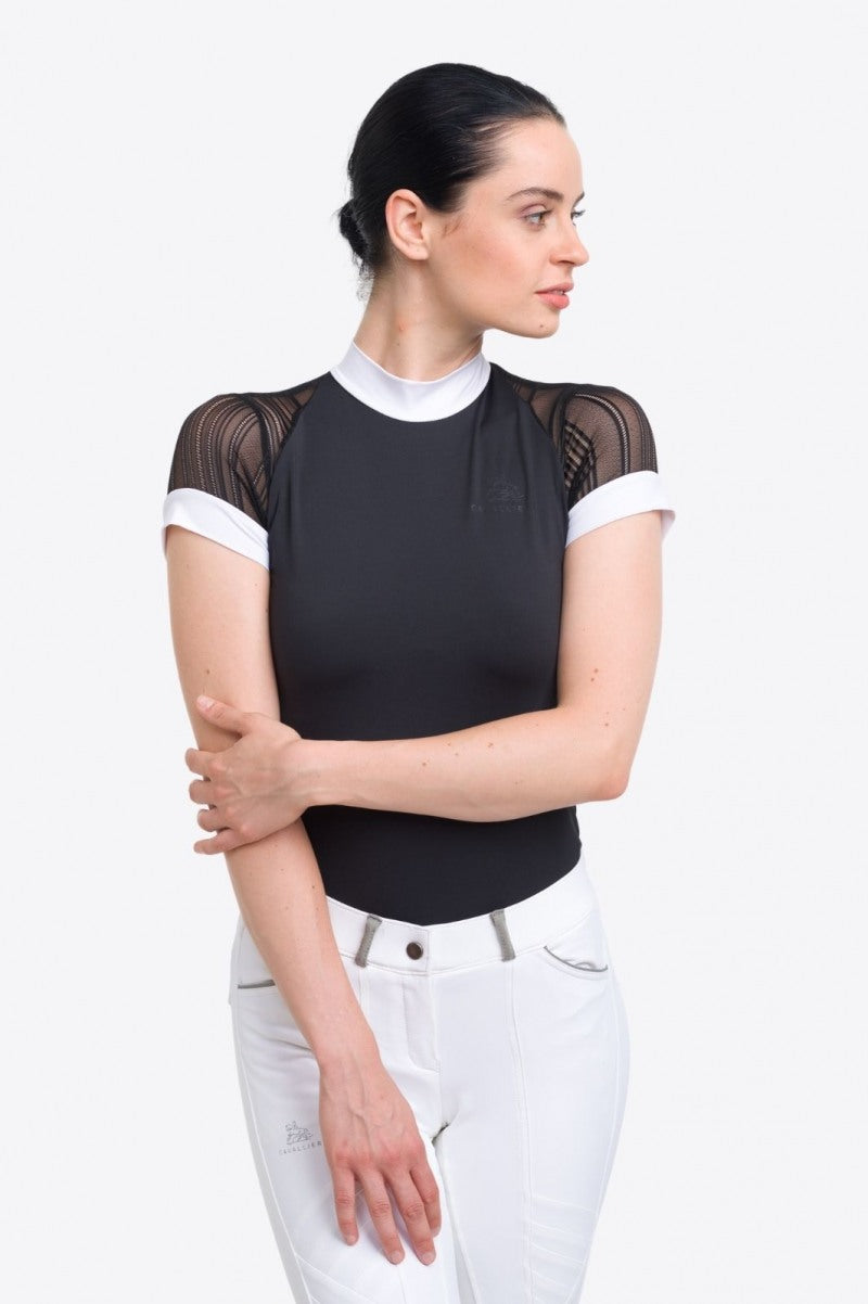 Cavalliera Contessa Technical Short Sleeve Show Shirt - Black - Final Sale - Leveza